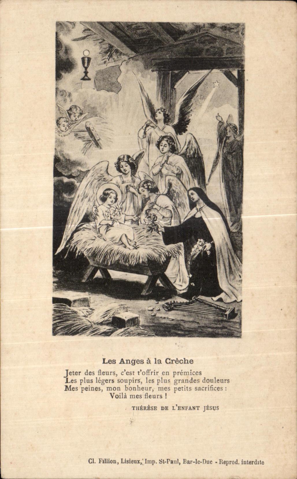 CPA Les Anges a la Creche Jeter des fleurs Lisieux 