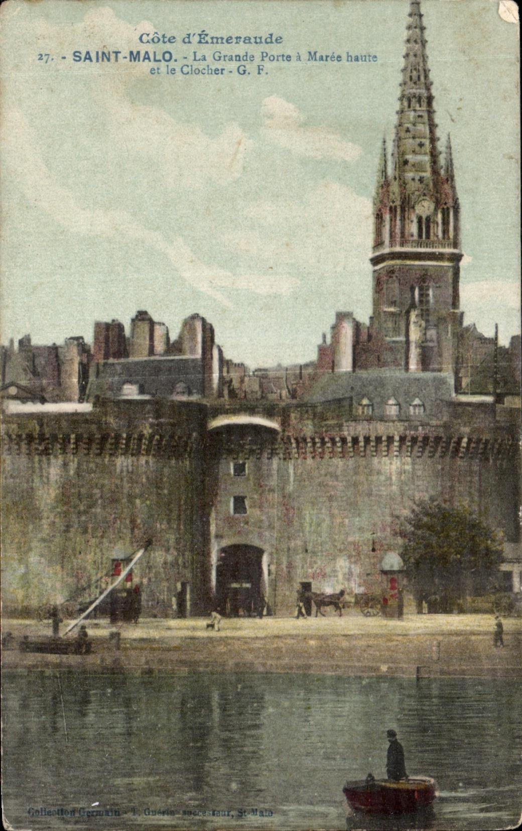 CPA dimensions Emeraude Malo Saint the Large Gate has High tide and the Bell-tower