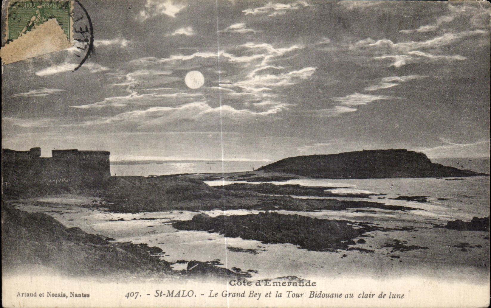CPA St Malo the Large Bey and the Bidouane Tower with the moonlight