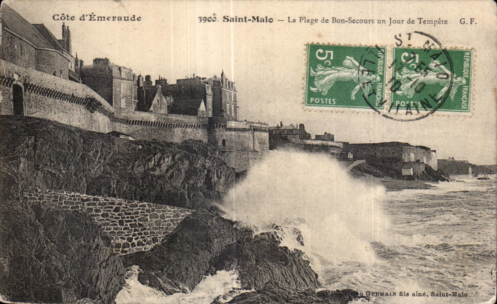 CPA Saint Malo the Beach of Good Help one Day of Storm