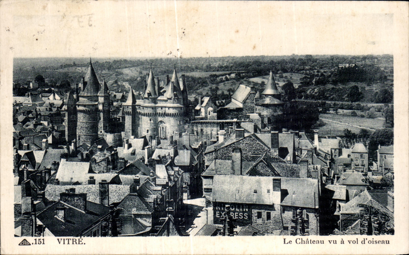 CPA Vitre Le Chateau vu a Vol d oiseau
