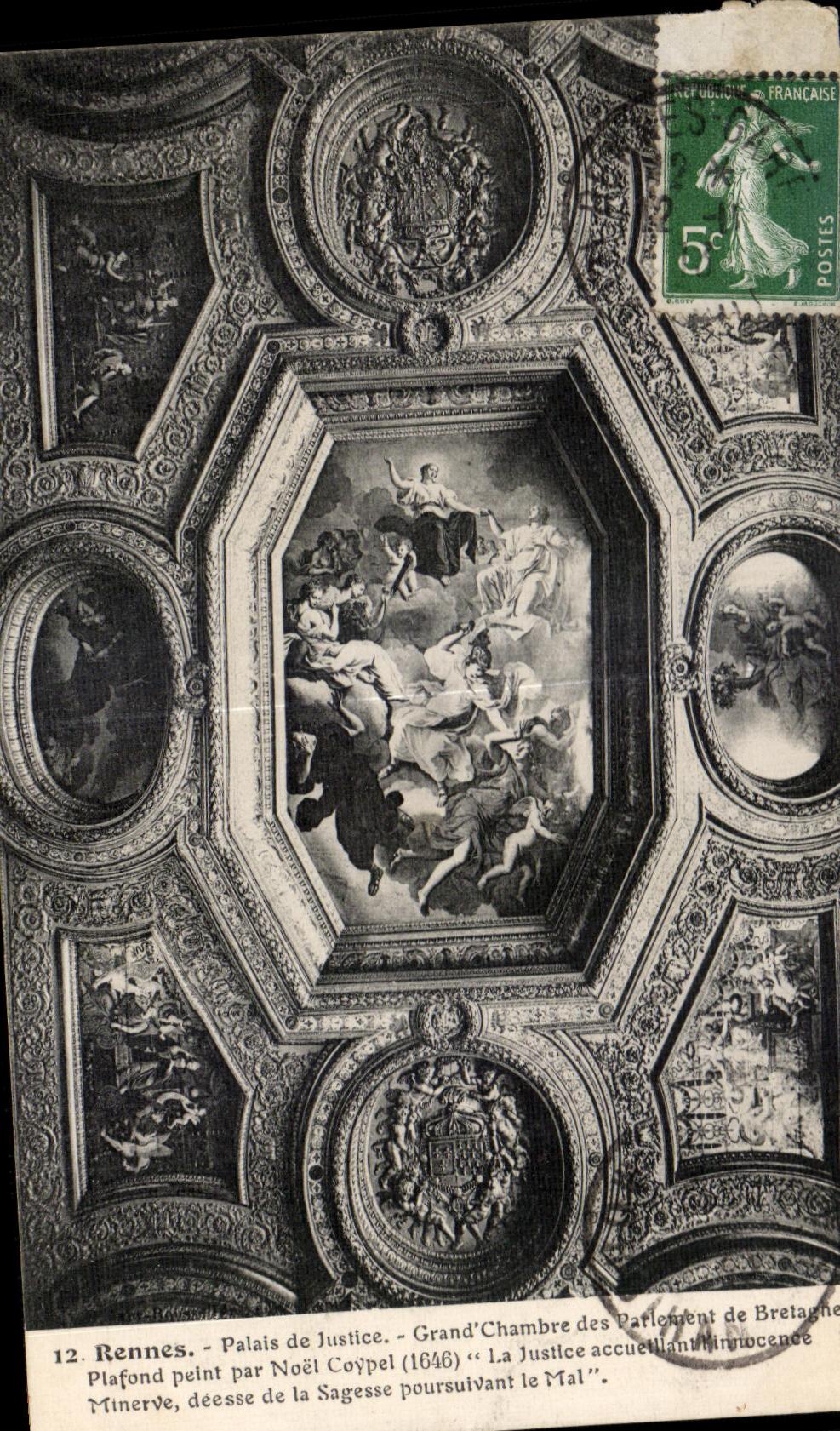 CPA Rennes Palais de Justice Grand Chambre du Parlement de Bretagne Plafond peint par Neol Coypel