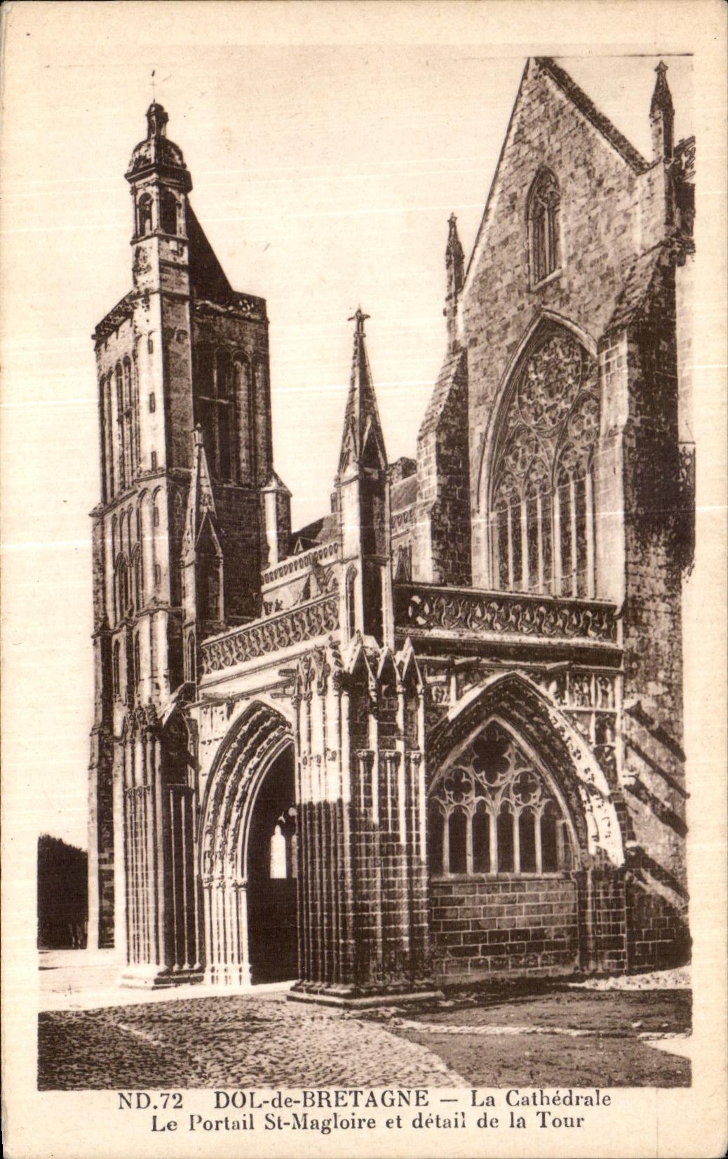 CPA Fraud of Brittany the Cathedral the Gate St Magloire and detail of the Tower