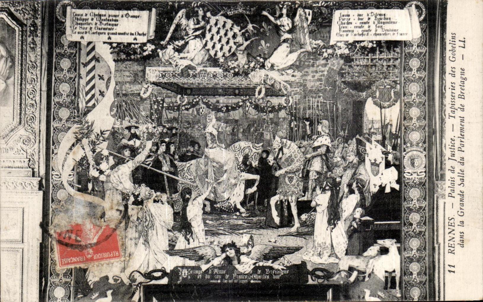 CPA Rennes Palais de Justice Tapisseries des Gobelins dans la Grande Salle du Parlement de Bretagne