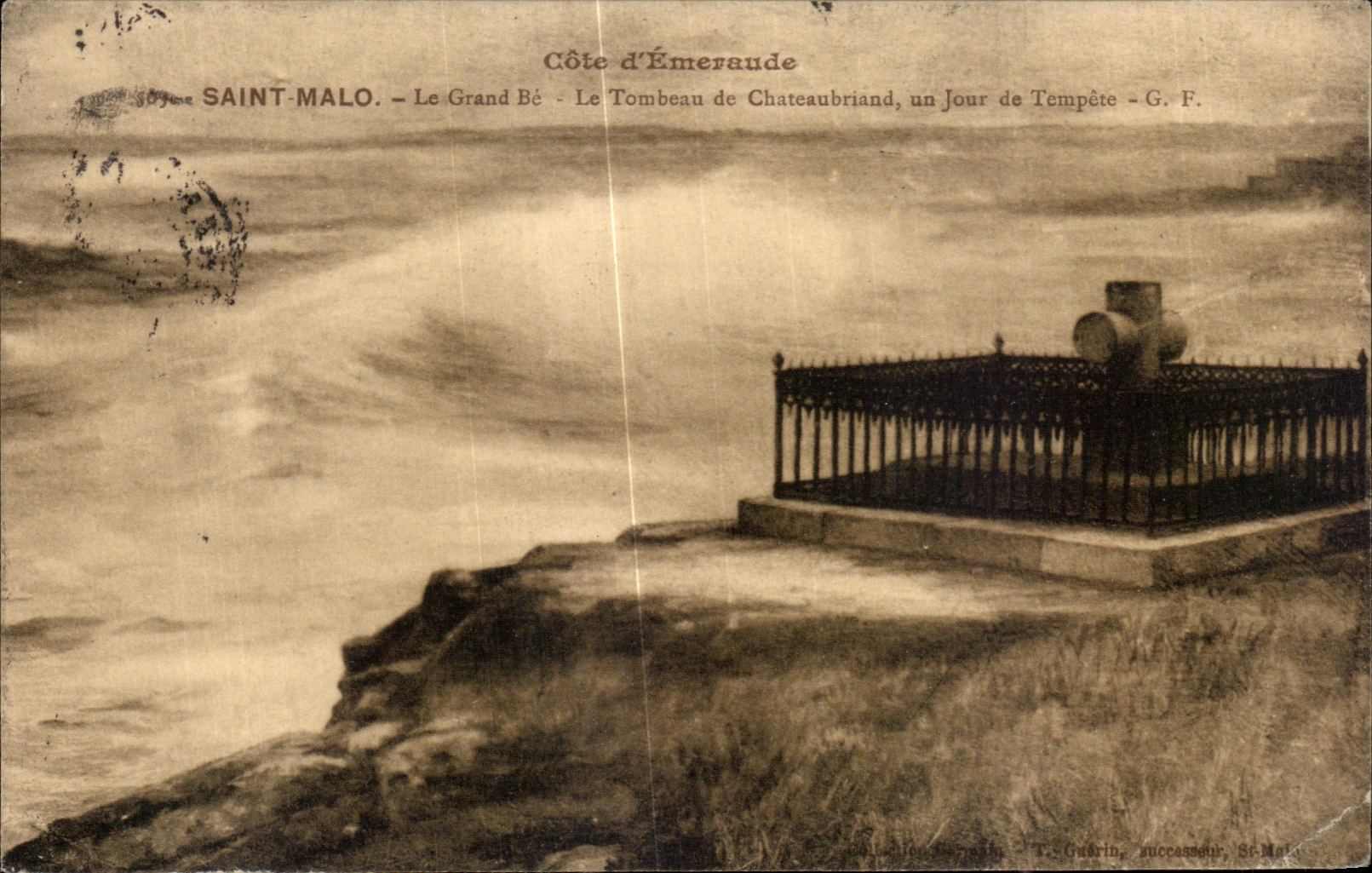 CPA St Malo Large Be the Tomb of Chateaubriant one Day C Storm