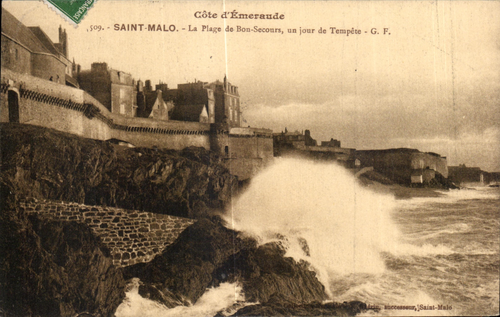 CPA Saint Malo La Plage de Bon Secours un jour de Tempete