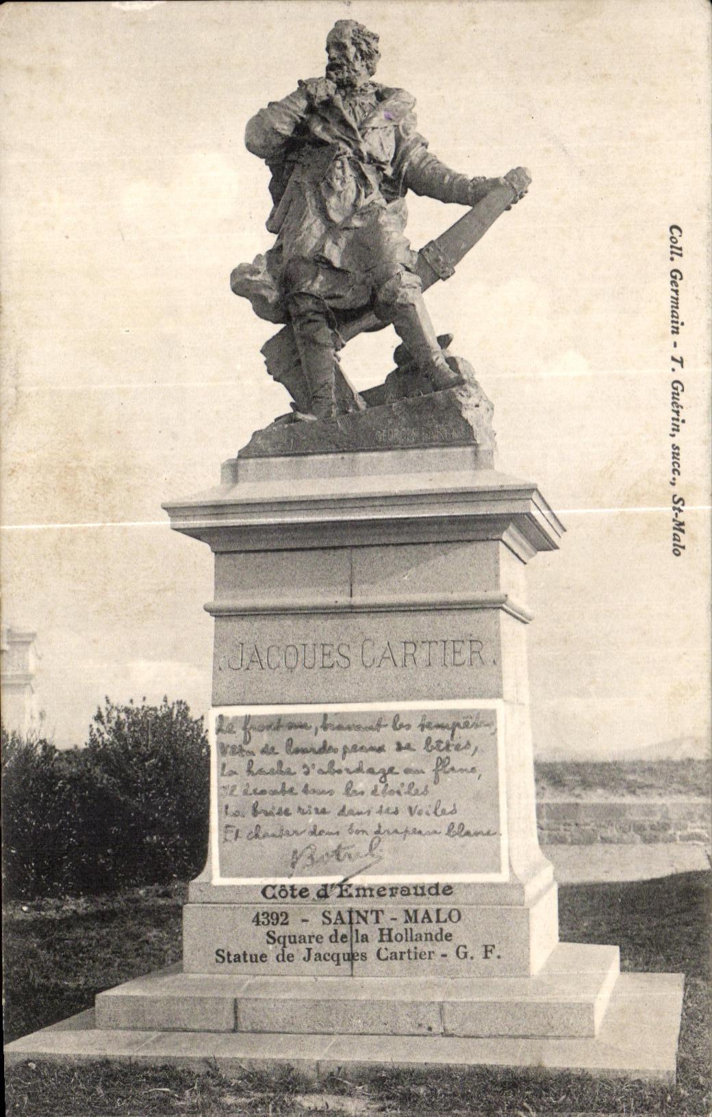 CPA Saint Malo Public garden of Netherlands Statue of Jaeques Cartier