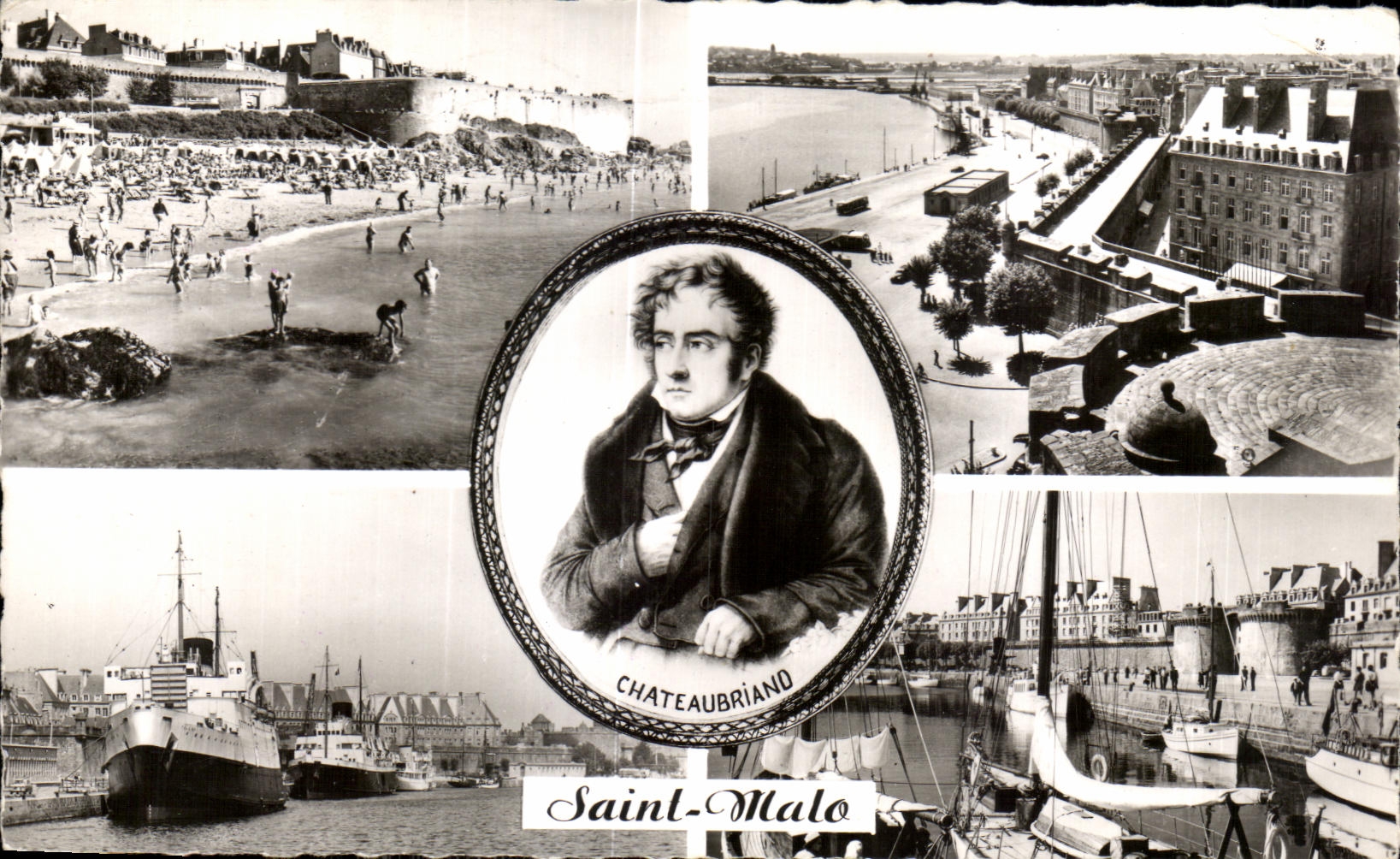 CPA Saint Malo ISCECorsair Beach of Tired Bonsecours Walls the Cliff and Britrany the Basin