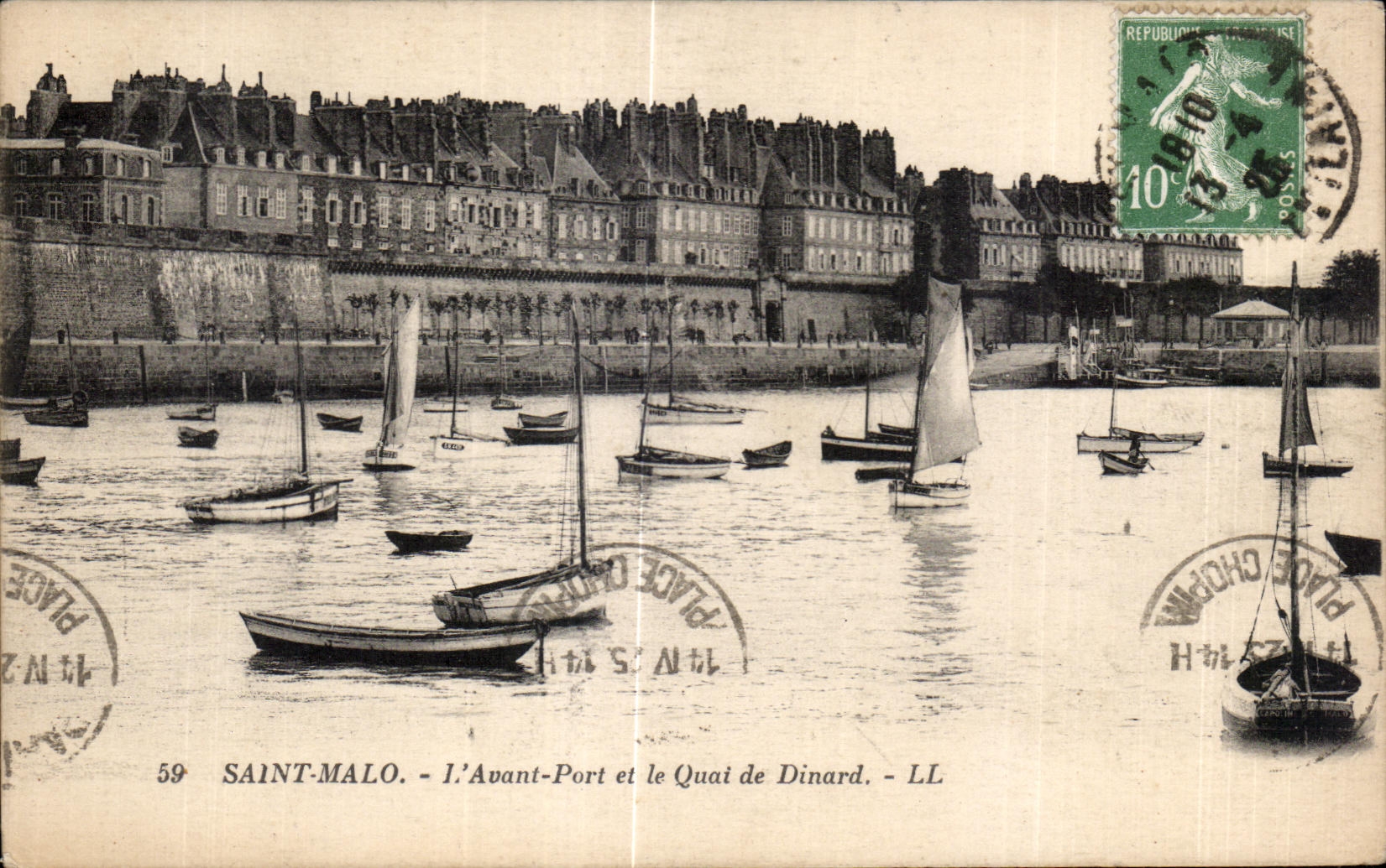 Santo Malo I de CPA antes del puerto y del Quay de los barcos de Dinard