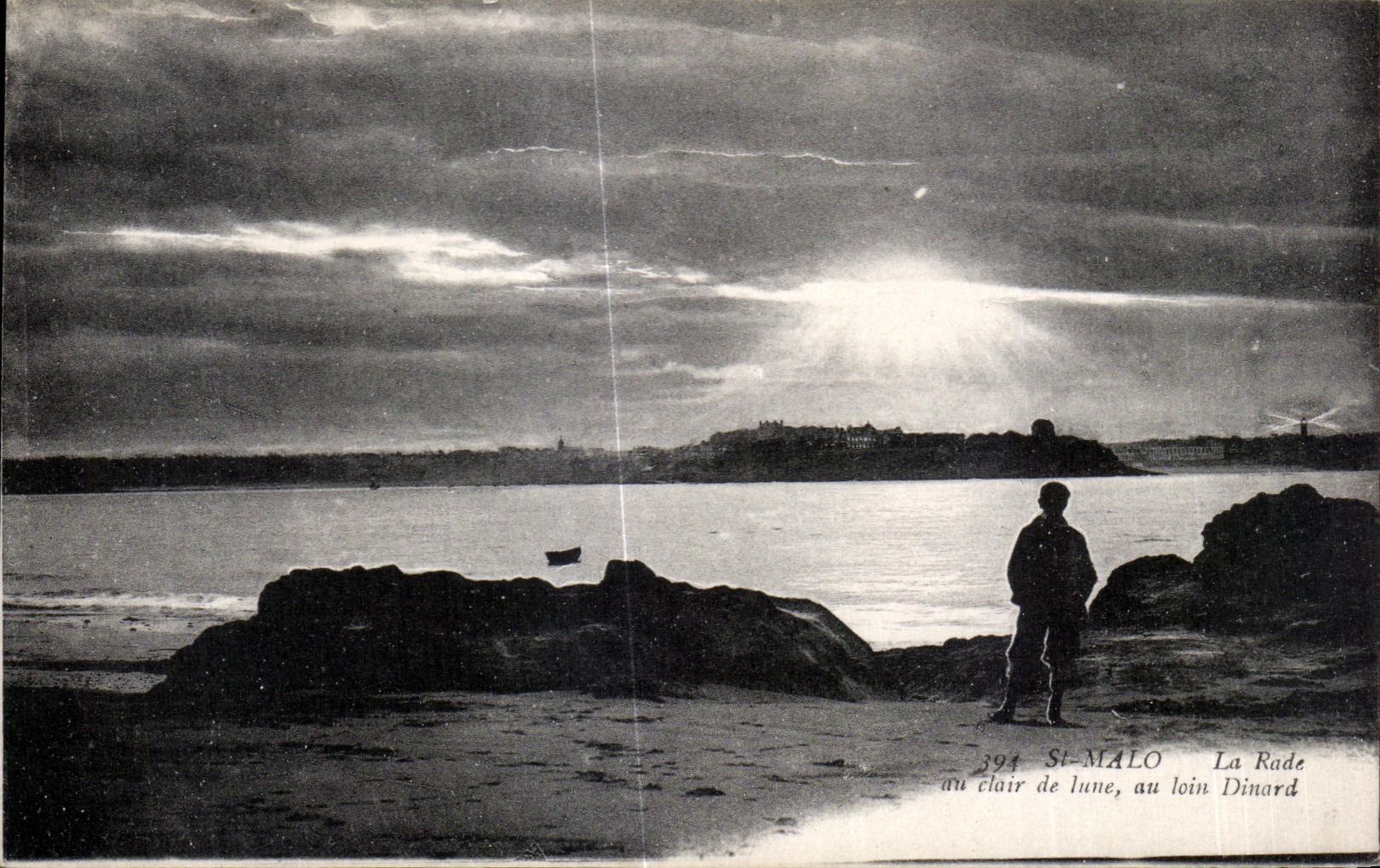 Caminos de Malo del santo de CPA con el claro de luna con Dinard lejano