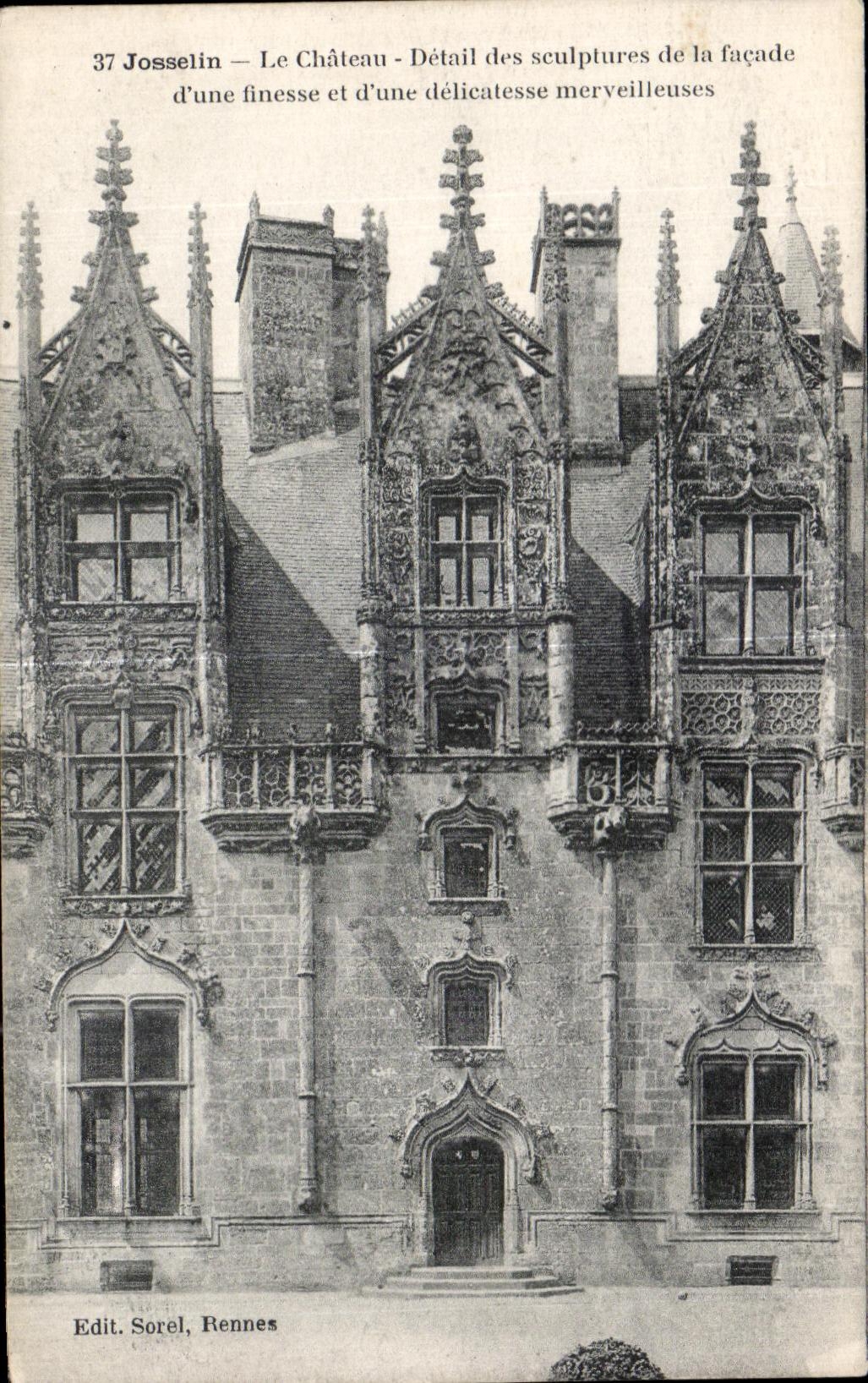 CPA Josselin el detalle del castillo de las esculturas del ataque frontal una suavidad maravillosa y una delicadeza