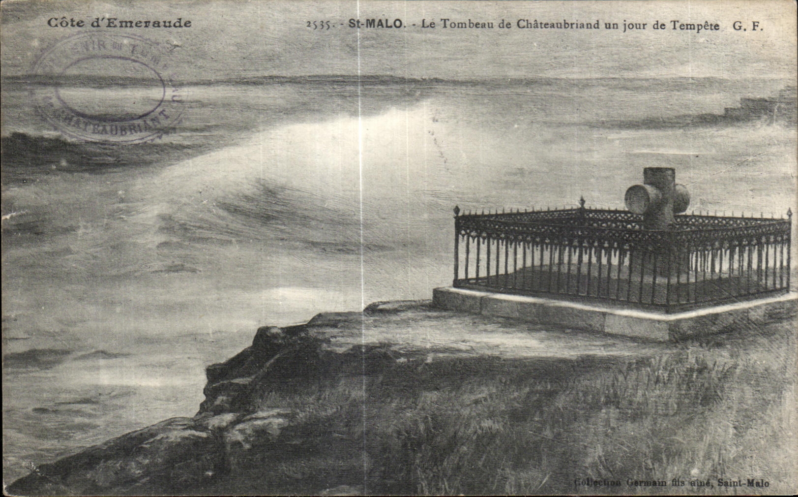 CPA dimensiona St Malo de Emeraude la tumba del castillo de Chateaubriant un dia de tormenta