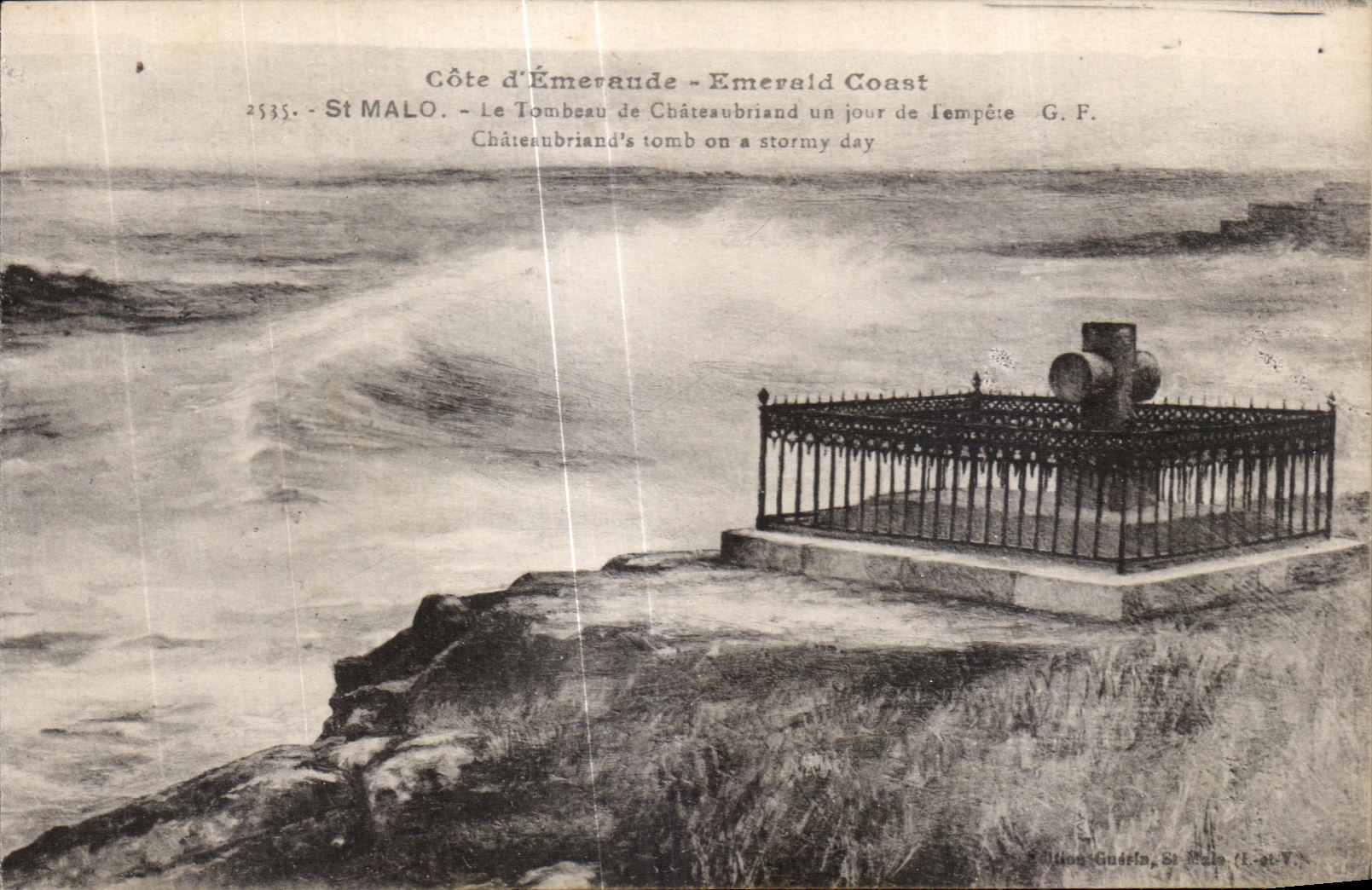 CPA dimensiona St esmeralda Malo de la costa de Emeraude la tumba de Chateaubraind un dia de tormenta