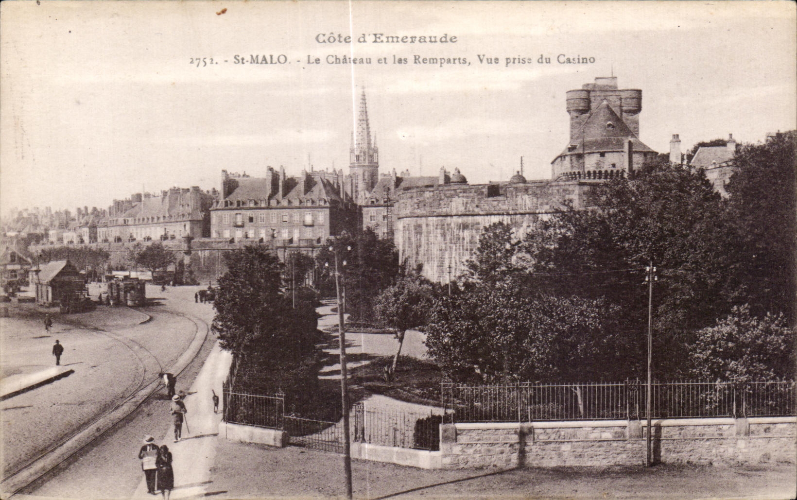 El St Malo de CPA dimensiona la esmeralda el castillo y las paredes vistos del casino