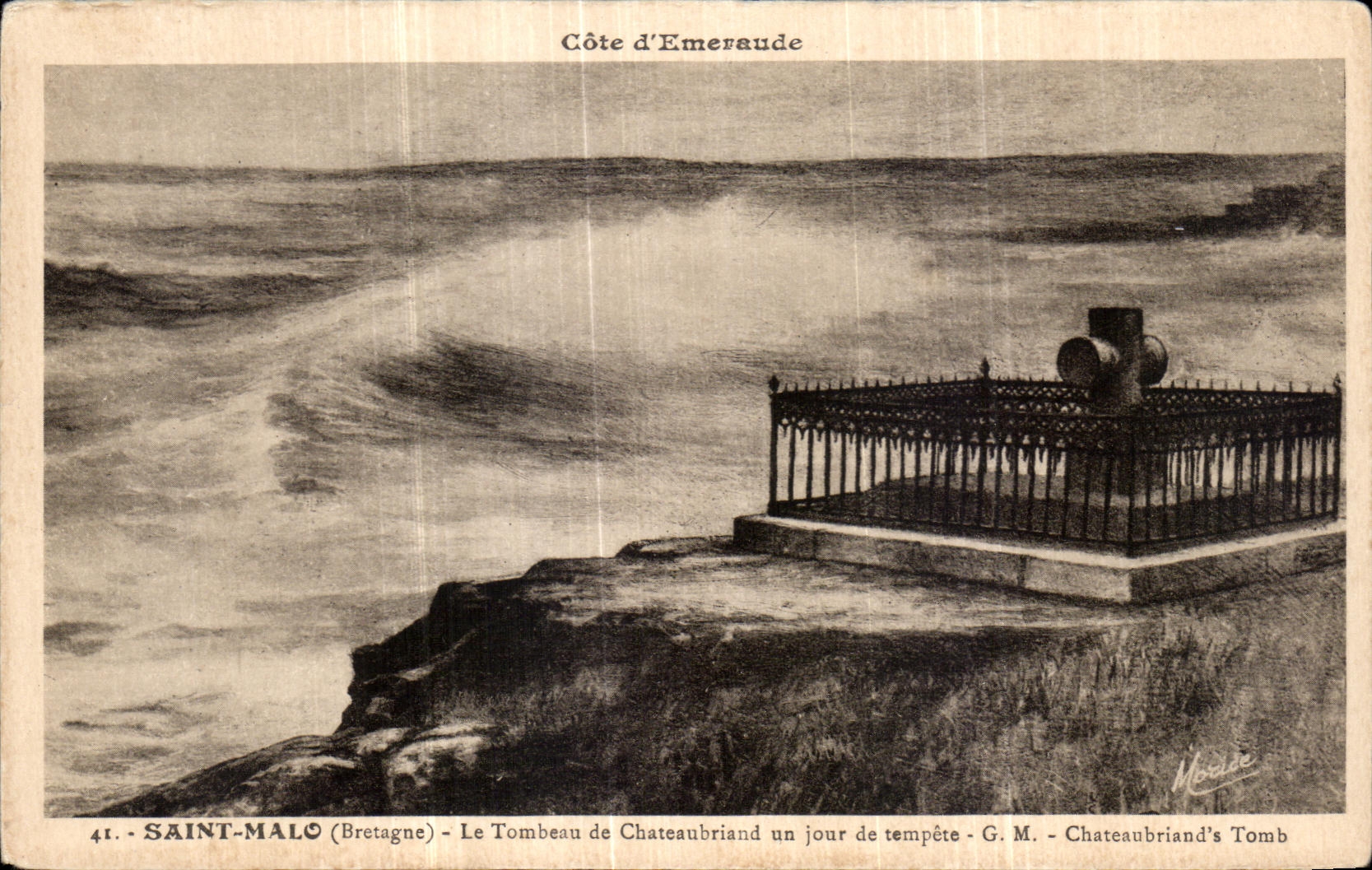 Santo Malo (Bretana) de CPA la tumba de Chateaubriant un dia de tormenta