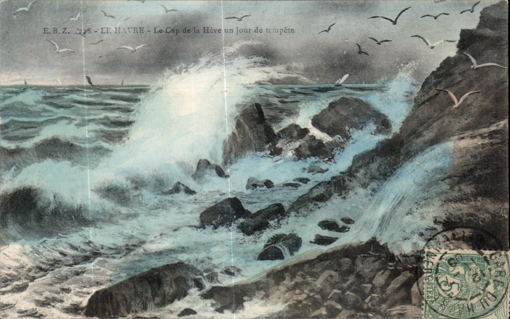 CPA Le Havre el cabo de cortes un dia de tormenta