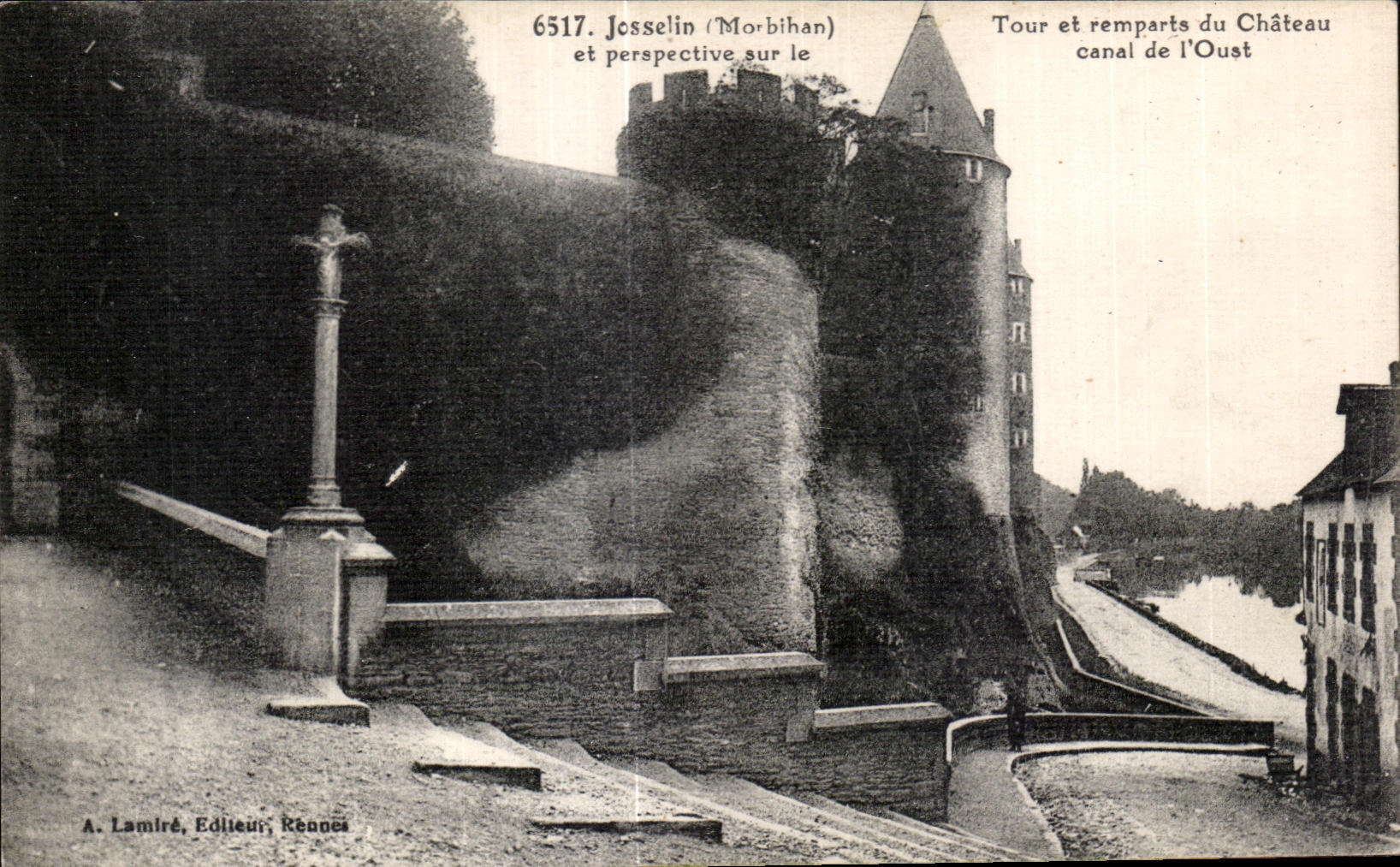 CPA Josselin (Morbihan) y perspectiva en el canal para expulsan