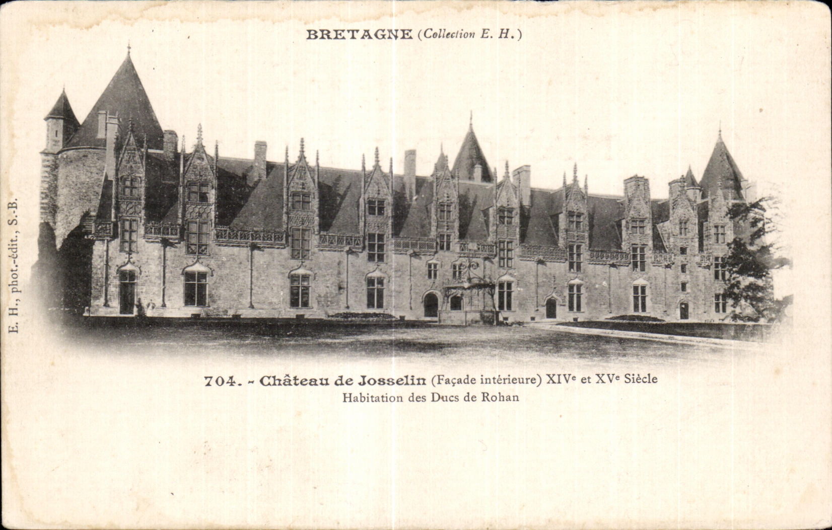 Castillo de CPA de Josselin (ataque frontal interior) XIV y XV vivienda del siglo de los duques de Rohan