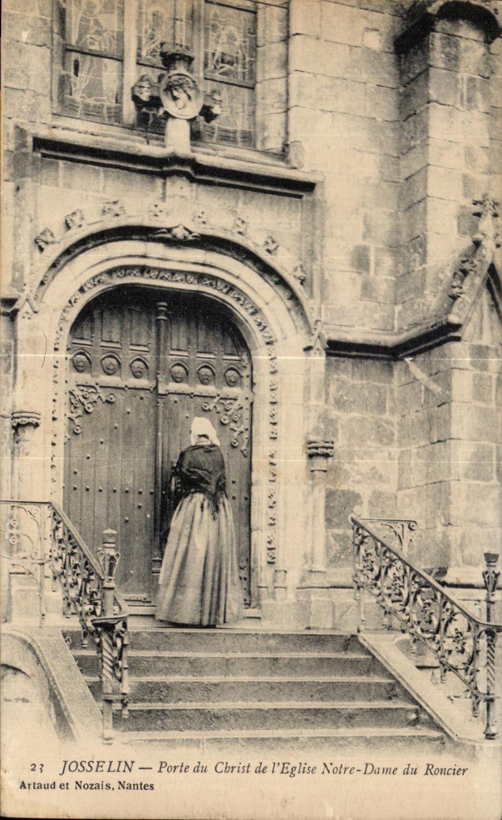 Puerta de CPA Josselin del Cristo de la iglesia nuestra senora de Roncier