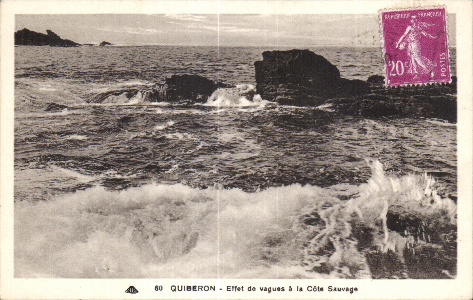 CPA Quiberon Effet de Vagues a la Cote Sauvage
