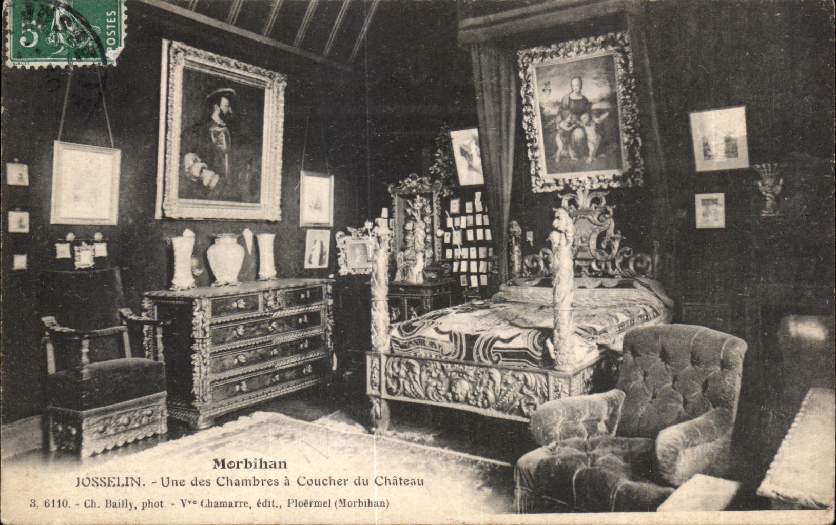 CPA Josselin uno de los cuartos tiene castillo de Coucher