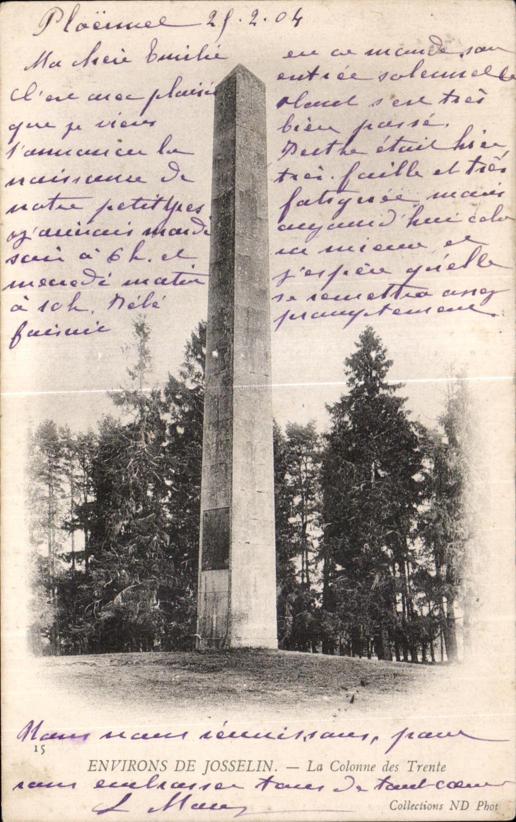 Alrededores de CPA Josselin de la columna de los treinta