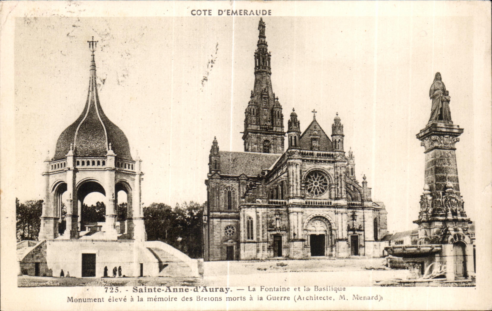 CPA Sainte Anne Auray the Fountain and the Basilica Monument raised with the memory