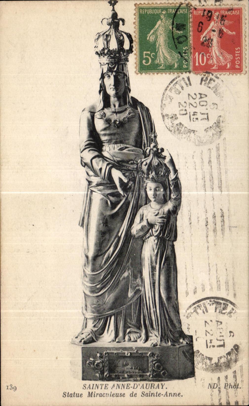 CPA Sainte Anne Auray Statue miraculous of Sainte Anne