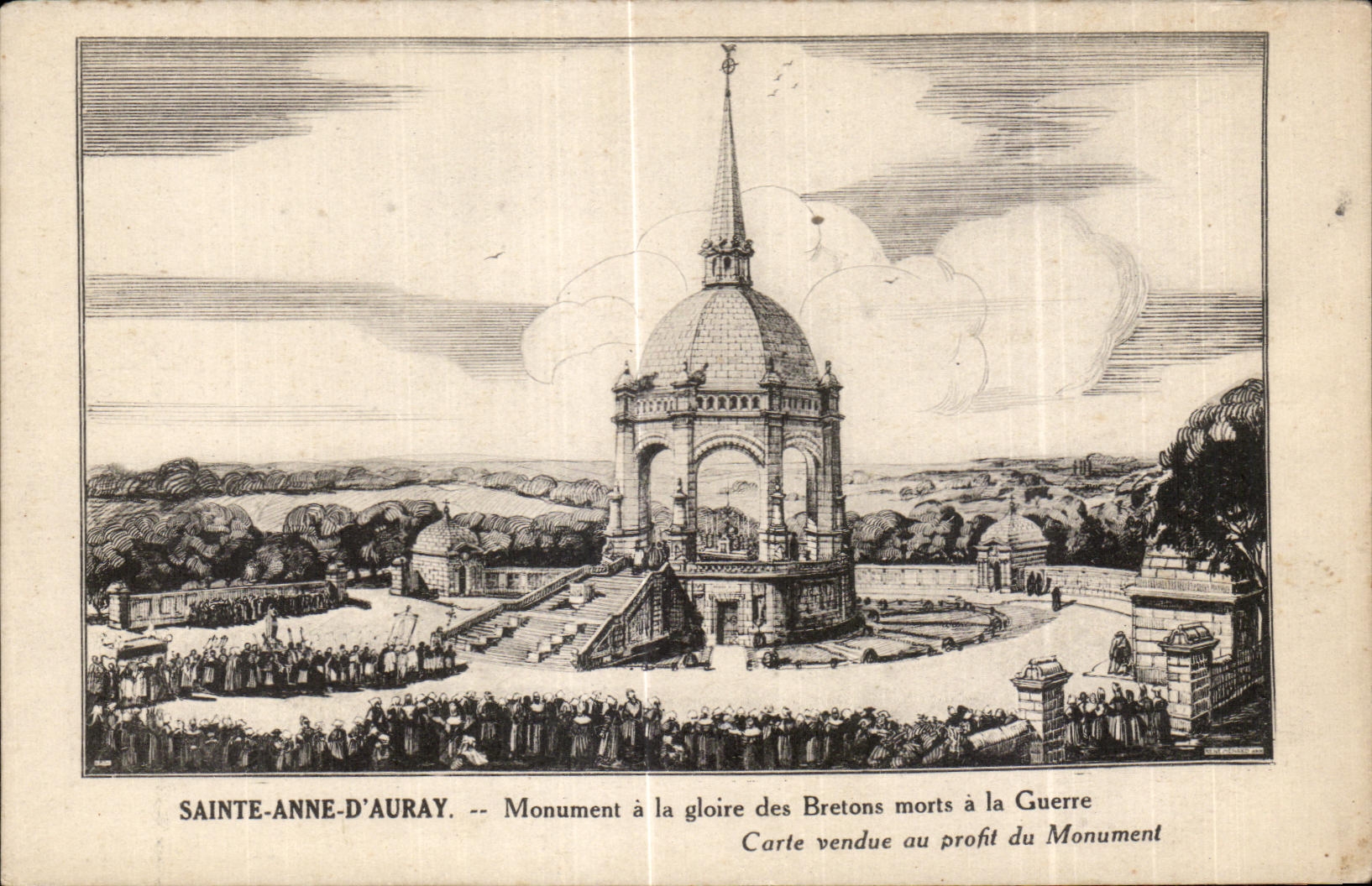 CPA Sainte Anne Auray Monument with the glory of Breton died with the War Chart sold with the profit of the Monument