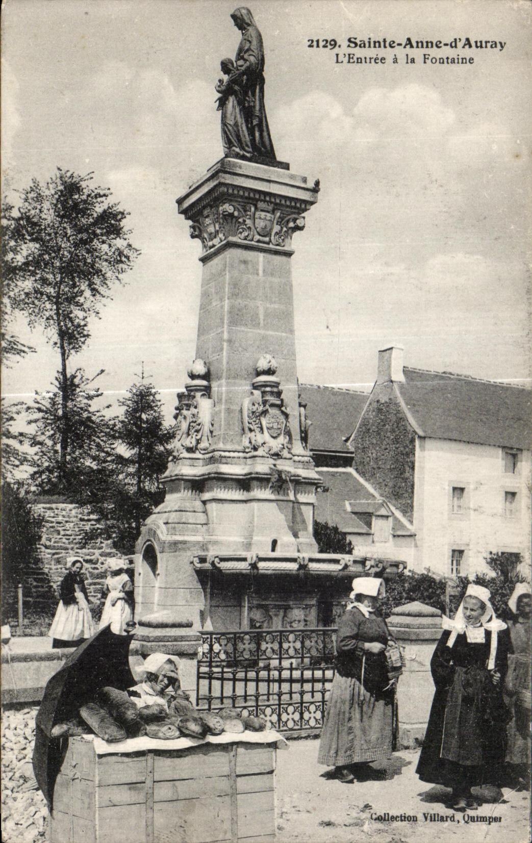 CPA Sainte Anne Auray Entrance with the Fountain Folklore Costume Caps