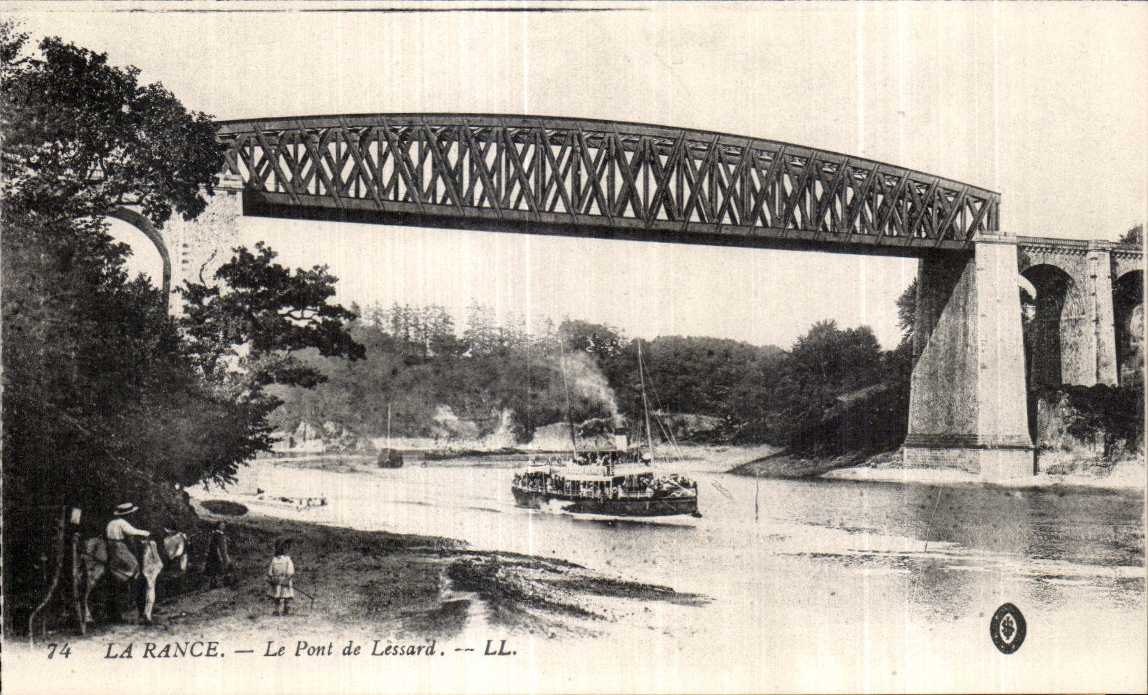 CPA La Rance Le Pont de Lessard Bateau Ane Donkey
