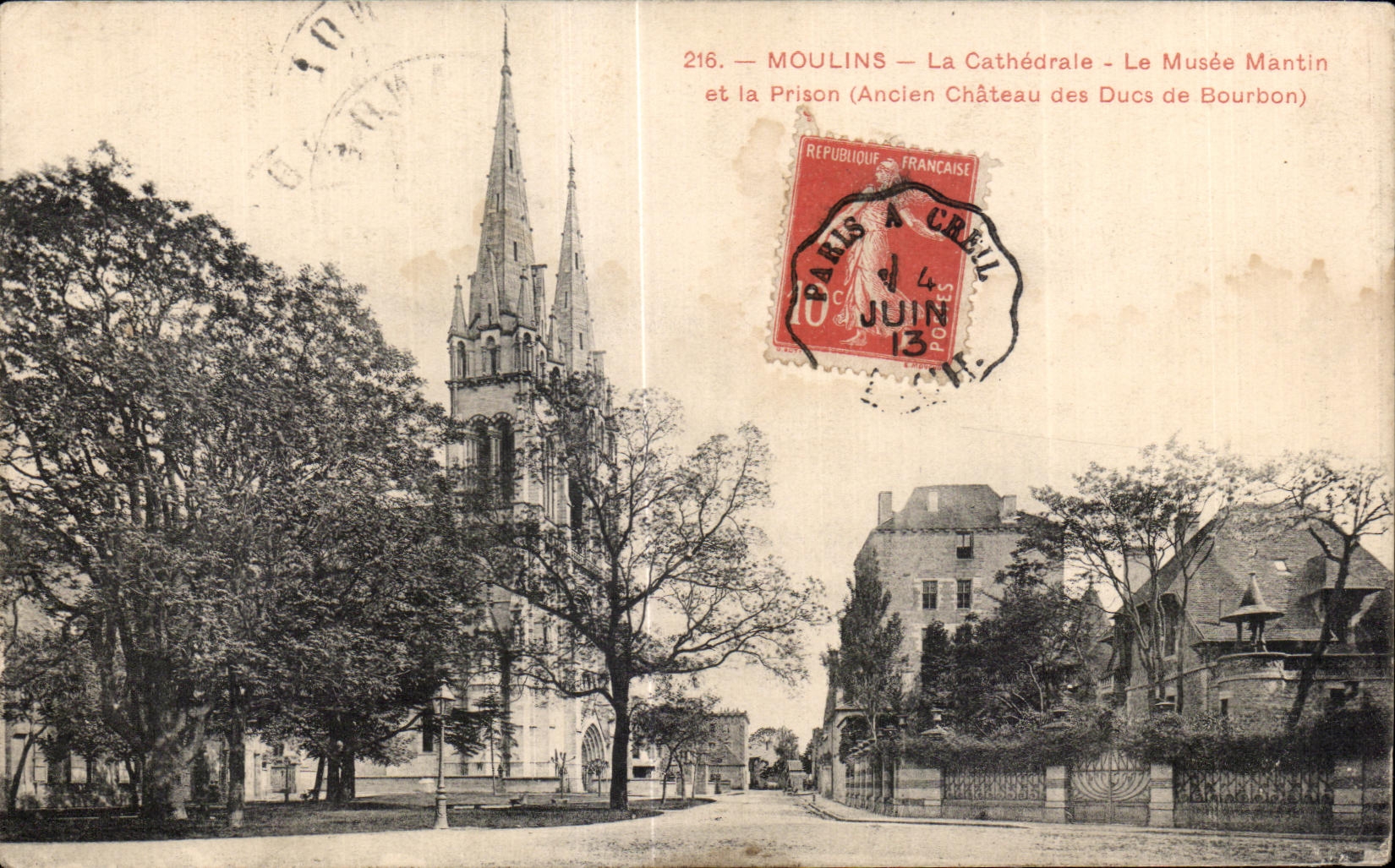 CPA Moulins the Cathedral the Mantin Museum and the prison