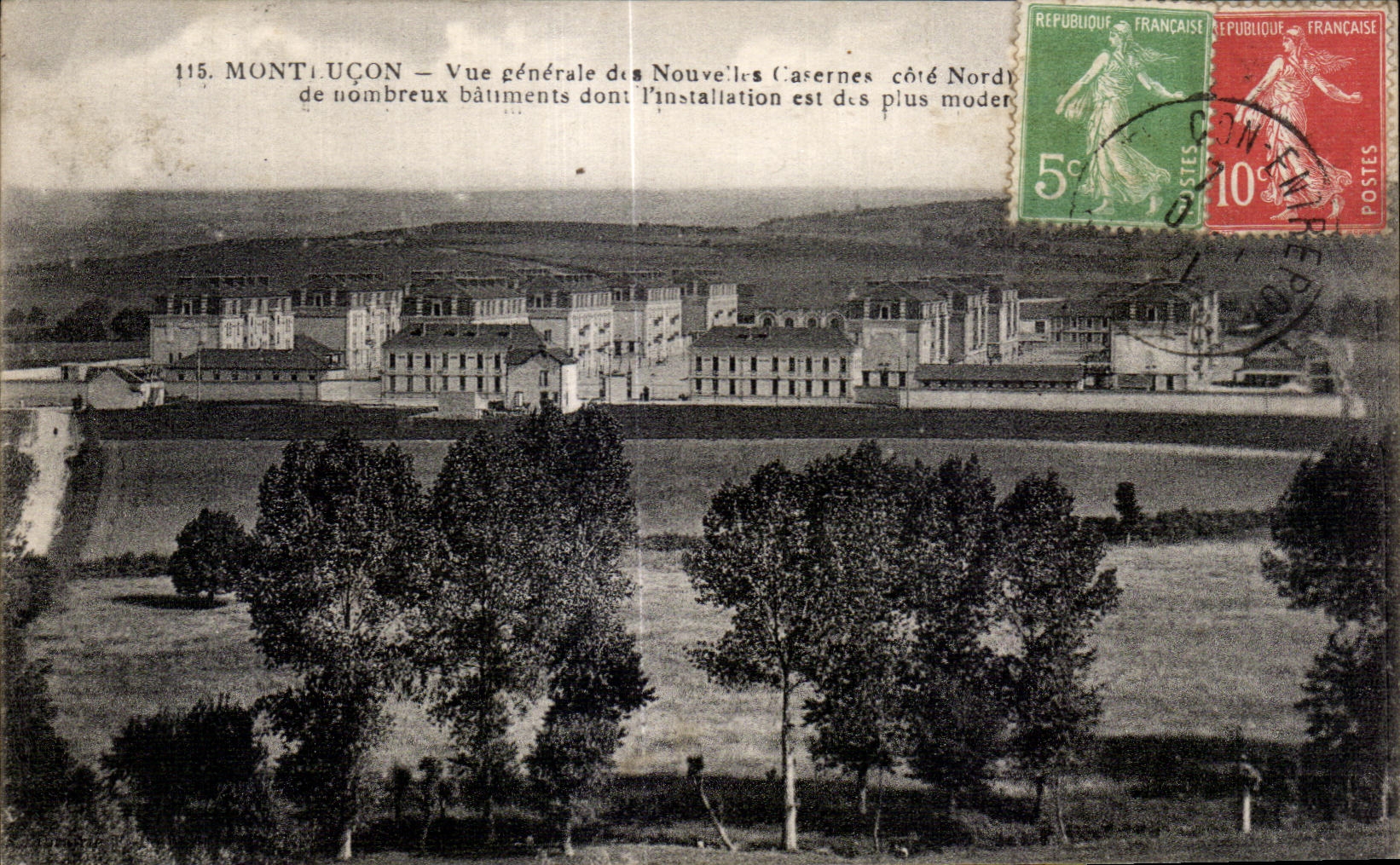 CPA Montlucon View of the new Militaria barracks