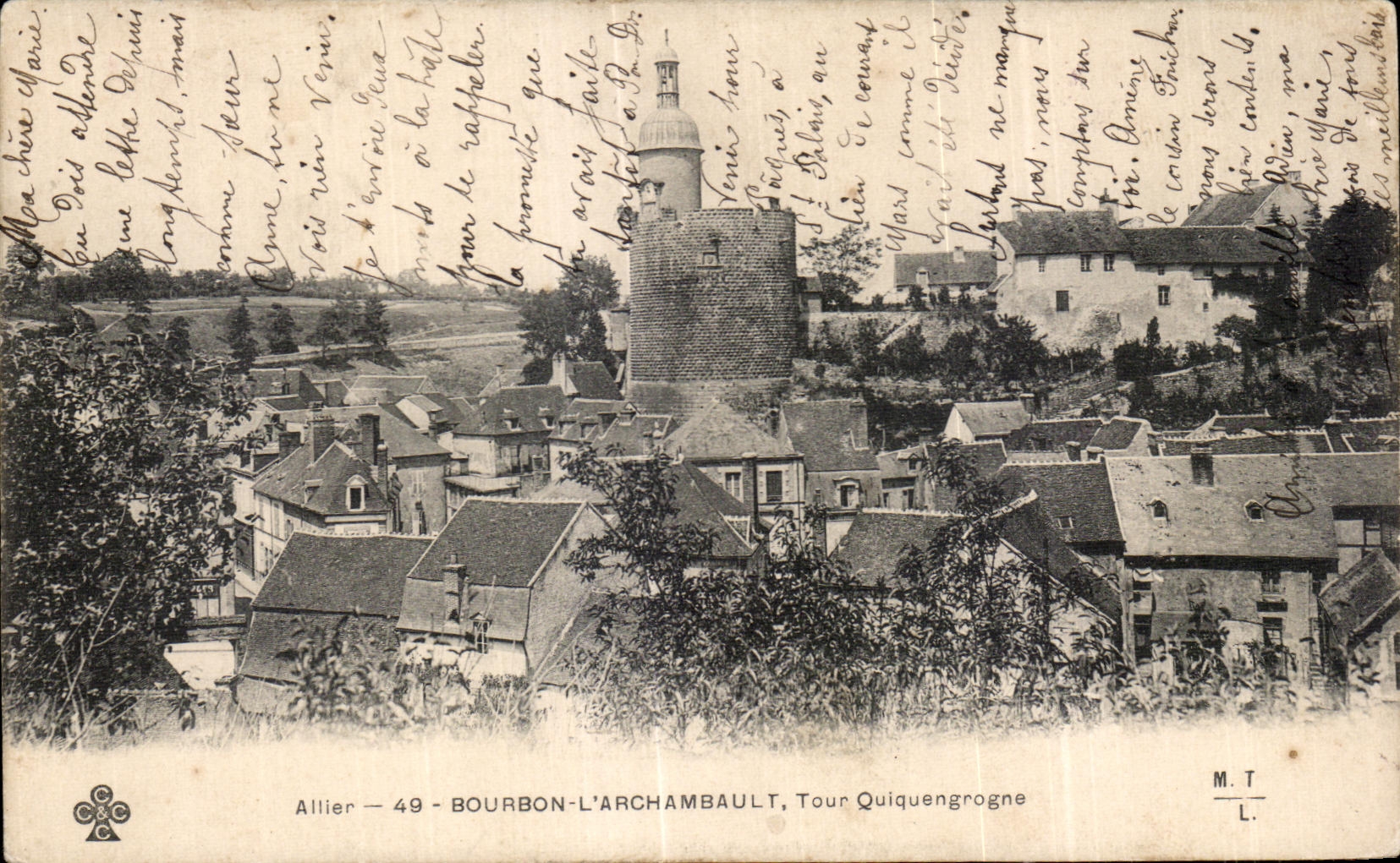 CPA Allier Chateau de Bourbon l Archambault Tour Quiquengrogne