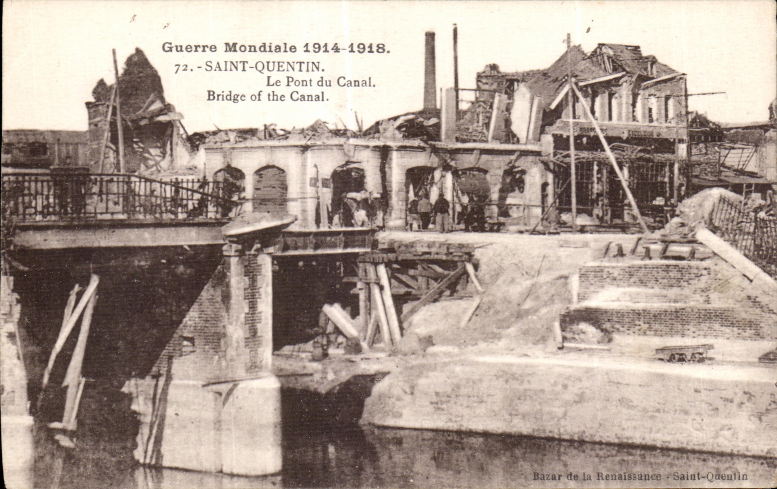 Guerra mundial de CPA 1914 1918 santos de Quentin el puente del canal