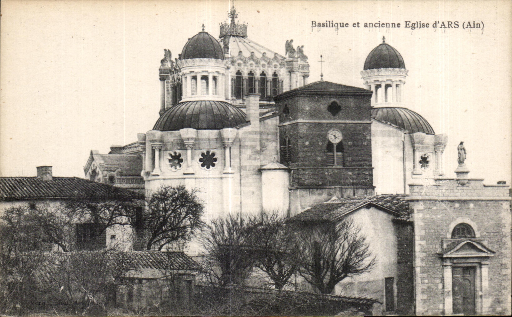 CPA Basilica and old Church Ars (Ain)