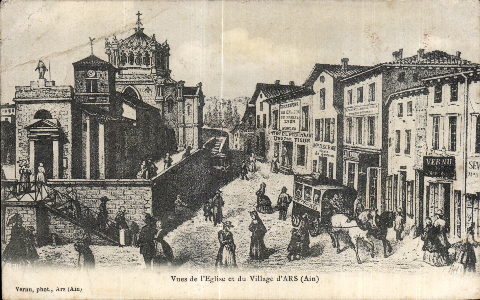 CPA Seen of Church and the Village Ars (Ain)