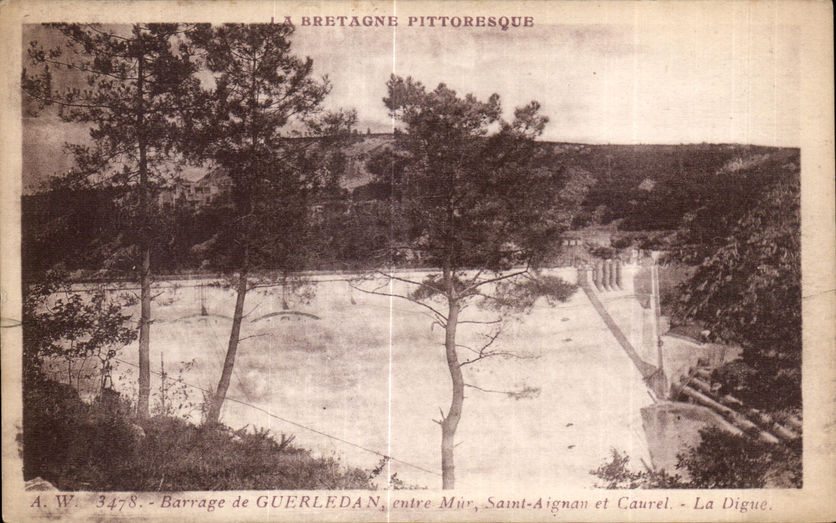 CPA Picturesque Brittany Dam Guerledan cutre Wall Saint Aignan and Caurel the Dam