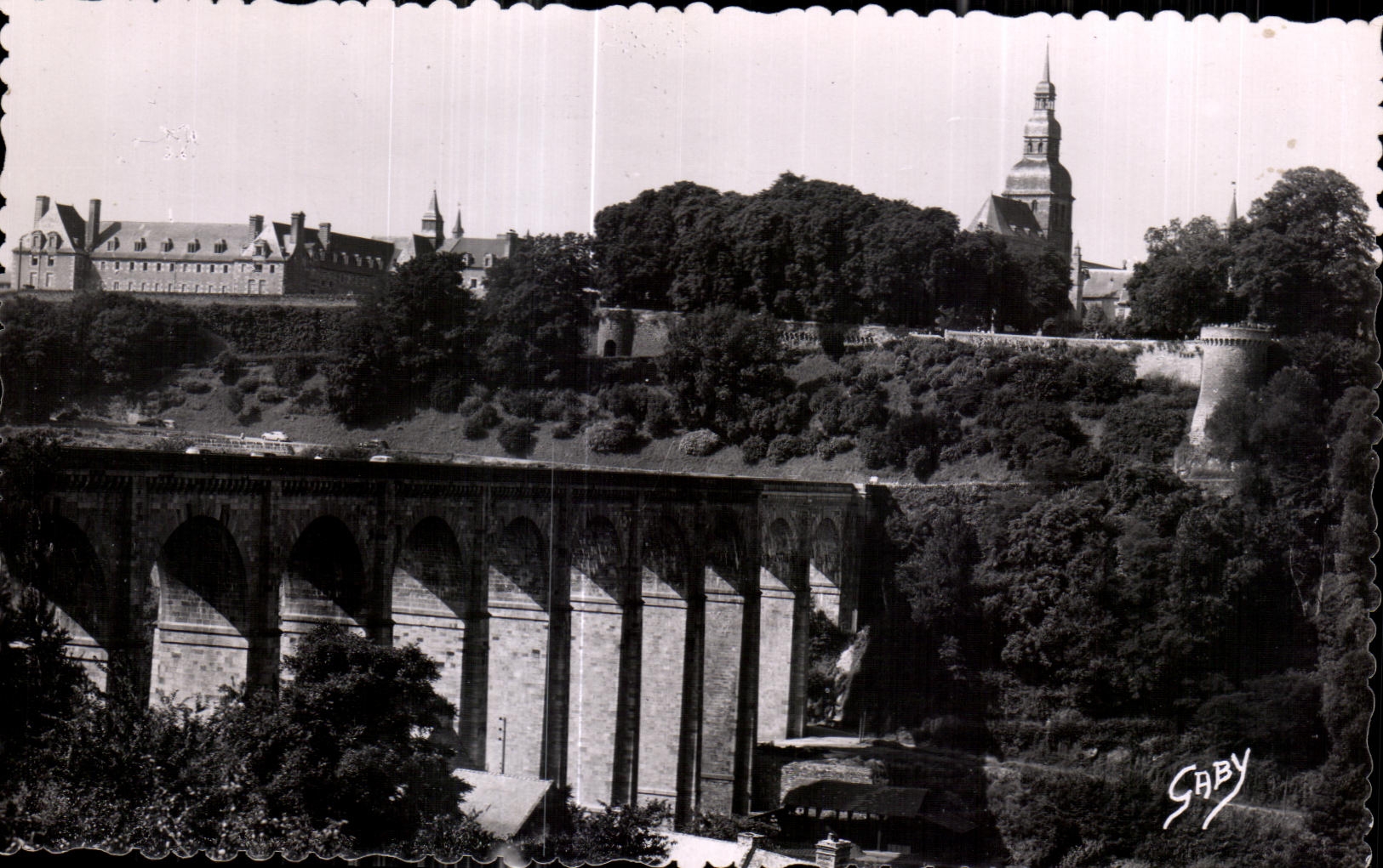 CPA Dinan Le Viaduct the bell-tower of Church Saint Saver and Hospital