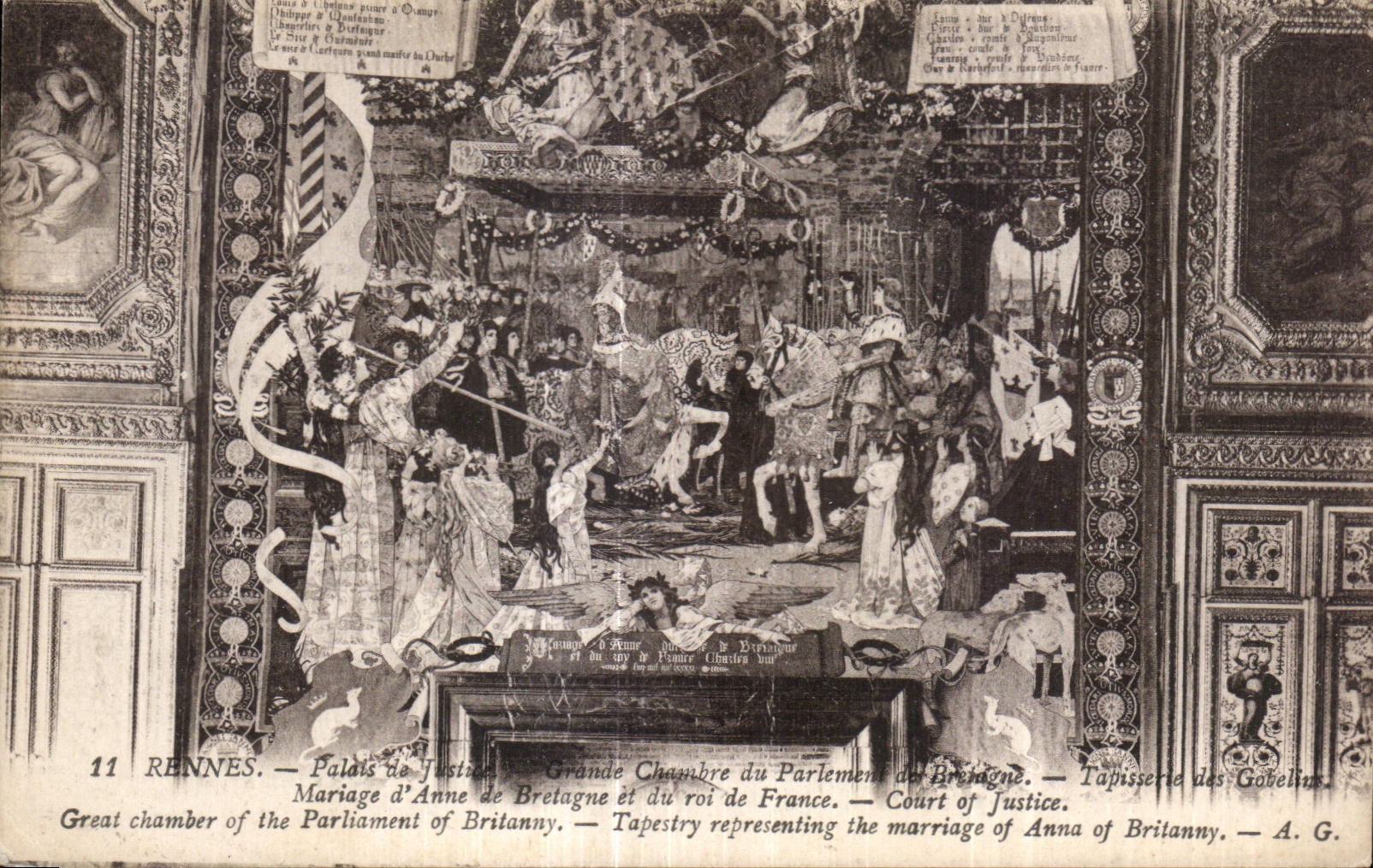 CPA Rennes Law courts Large Room of Parlemene der Brehagne Tapestry of Gobellux