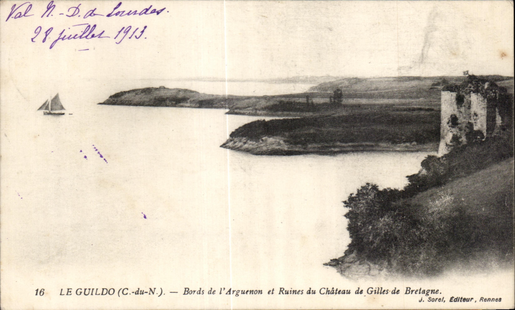 CPA Le Guildo Bords de l Arguenon et Ruines Chateau de Gilles de Breiagne