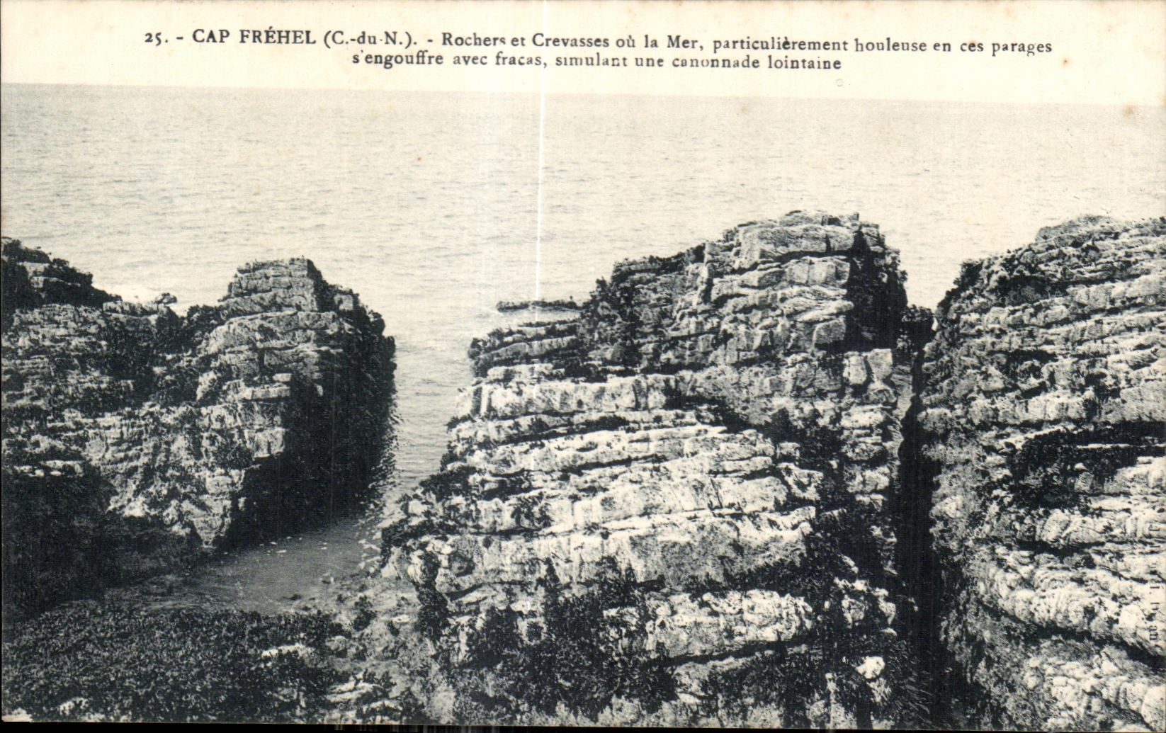 CPA the Cape Frehel Rocks and Crevasses or the Particularly surging Sea in these Trimmings S engulfs with Fracas