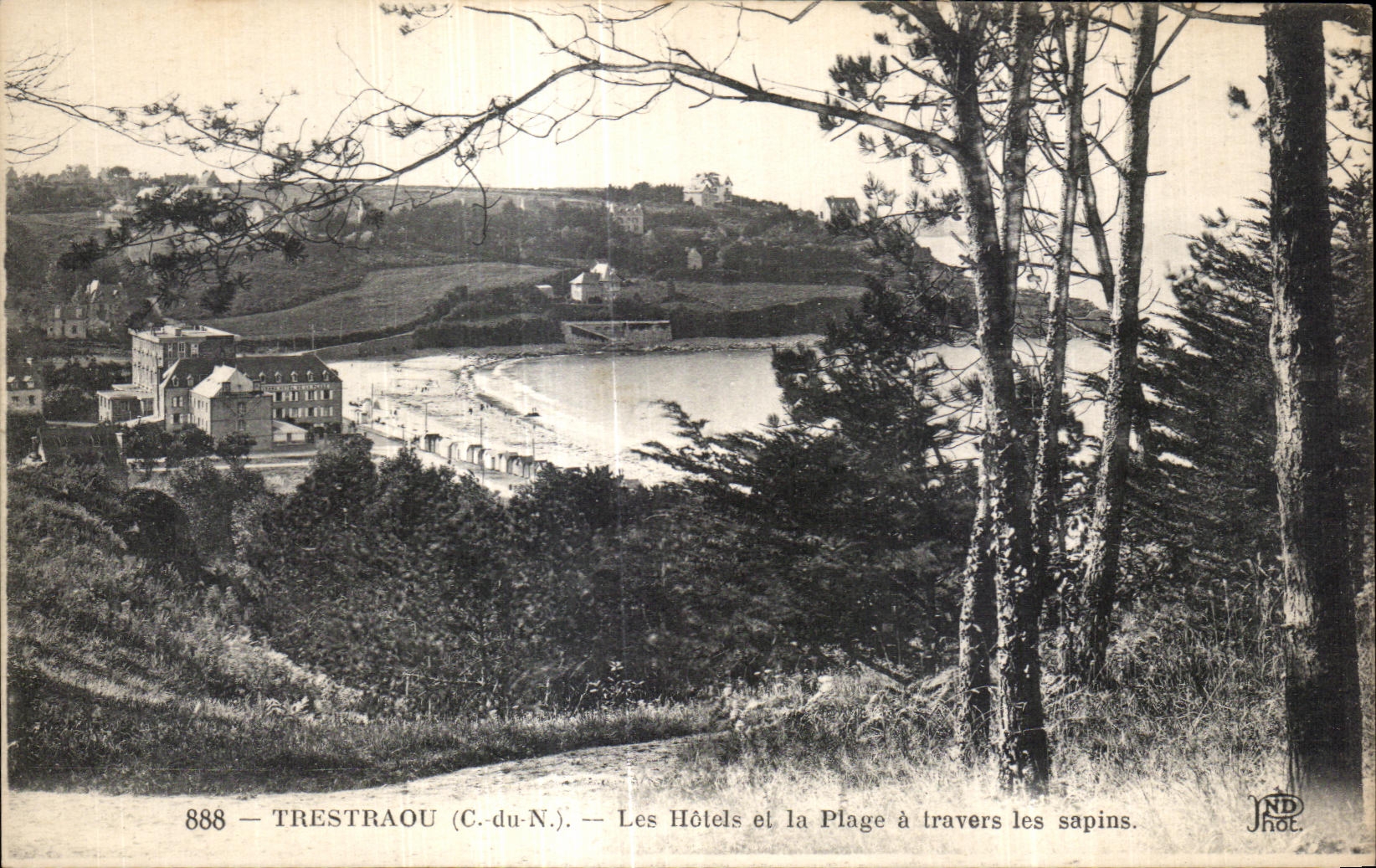 CPA Trestraou La Hotels et la Plage a Travers les Sapins
