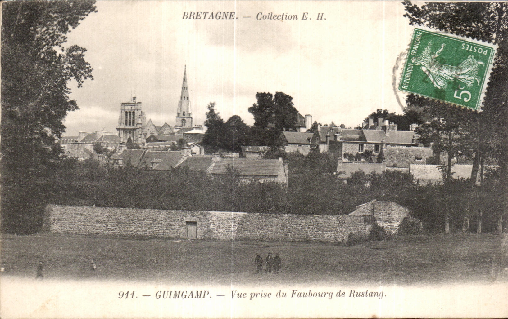 CPA Guingamp Seen from of the Suburb of Rustang