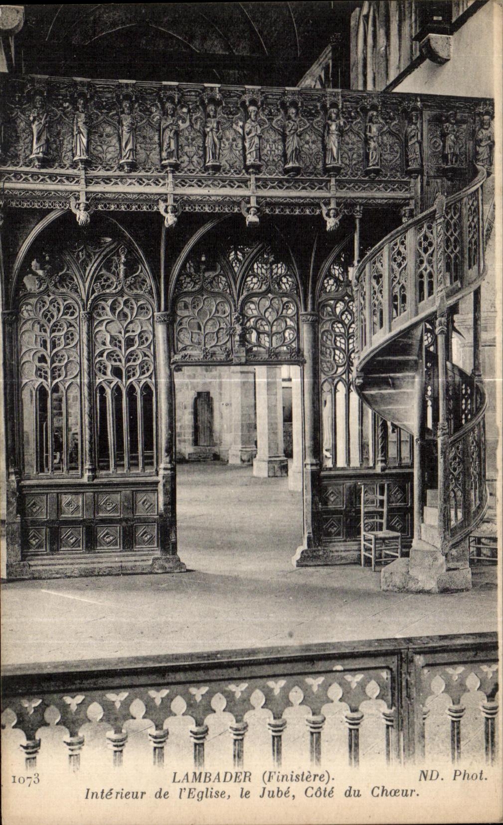 CPA Lambader (Finistere) Interior of I Church Jube Dimensions Chorus