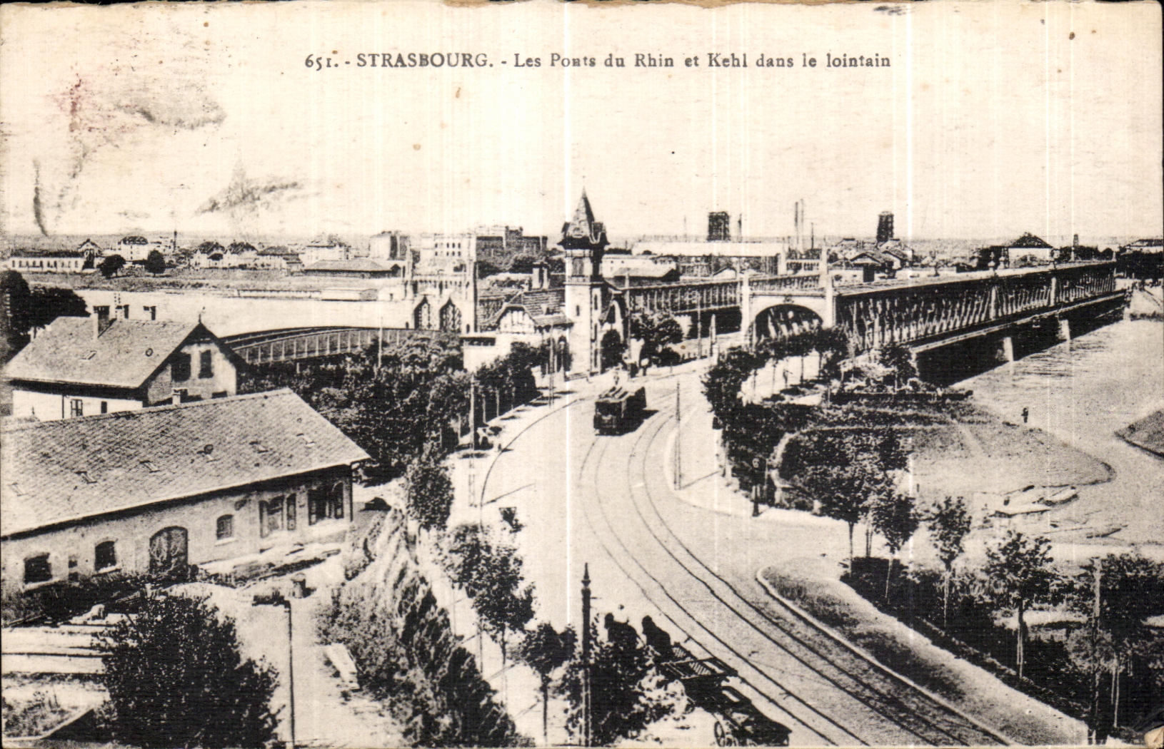 CPA Strasbourg Bridges of the Rhine and Kehl in the distance
