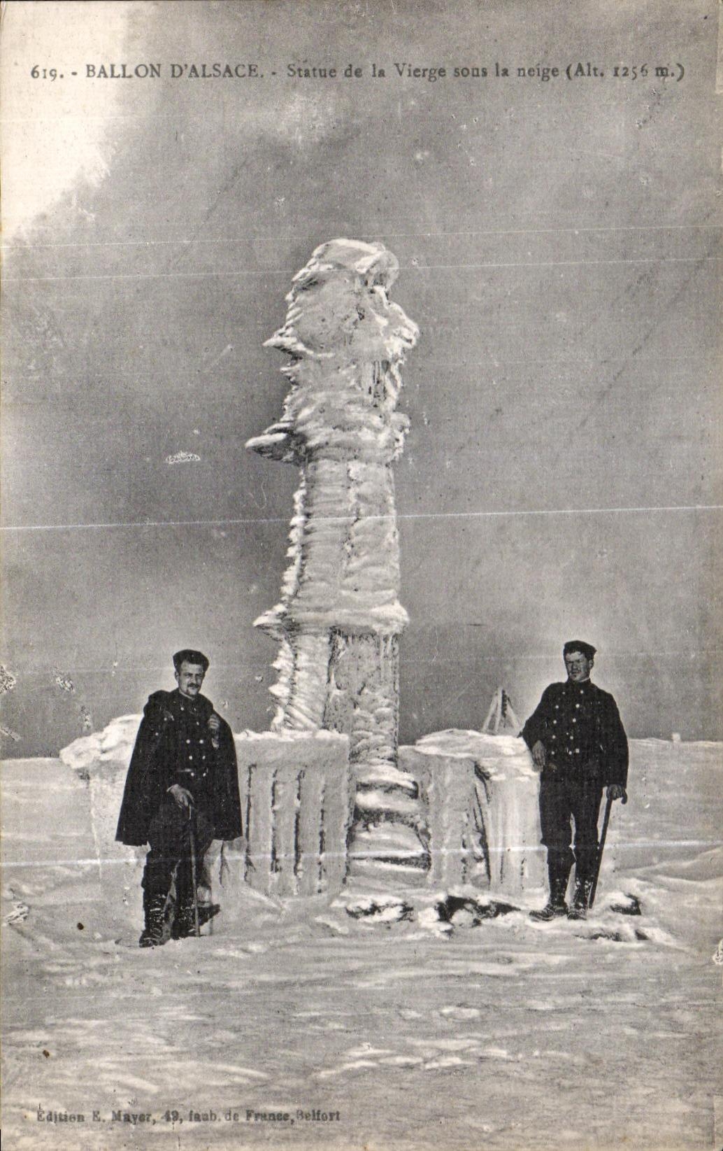 CPA Balloon Alsace Statue of the Virgin under snow