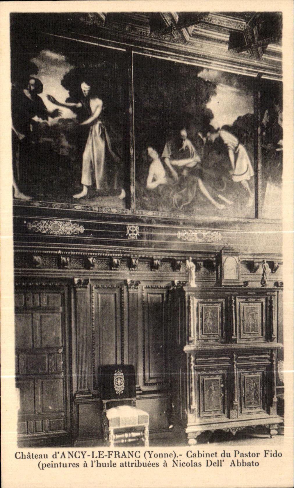 CPA Chateau d Ancy le Franc Cabinet du Pastor Fido (peintures a l huile attribuees a Nicolas Dell Abbato)