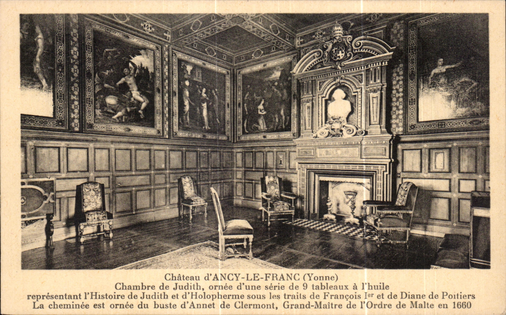 CPA d Chateau Ancy le Franc Chambre de Judith ornne d une serie de tableaux a l huile representant l Historie de