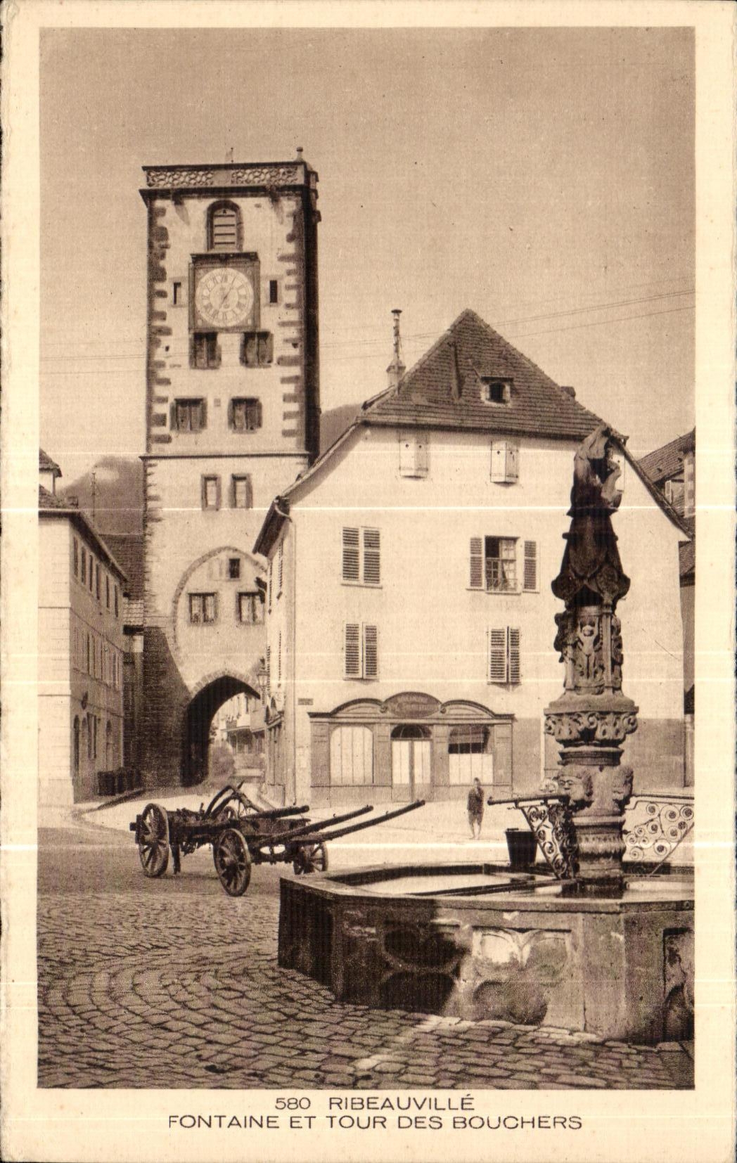 CPA Ribeauvillee Fountain and Tour of the Butchers